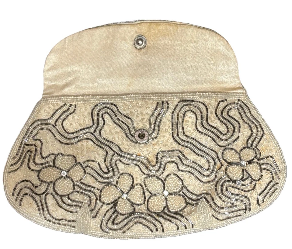 Vintage Magid Cream White Beaded Handbag Evening Bag - Image 3 of 4