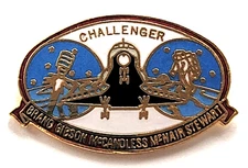 VTG Space Shuttle Challenger NASA STS-41 B Enamel Pin Astronaut Crew Aerospace