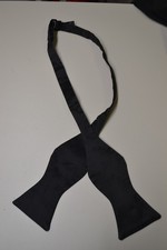Marks & Spencer black silk self tie bow tie