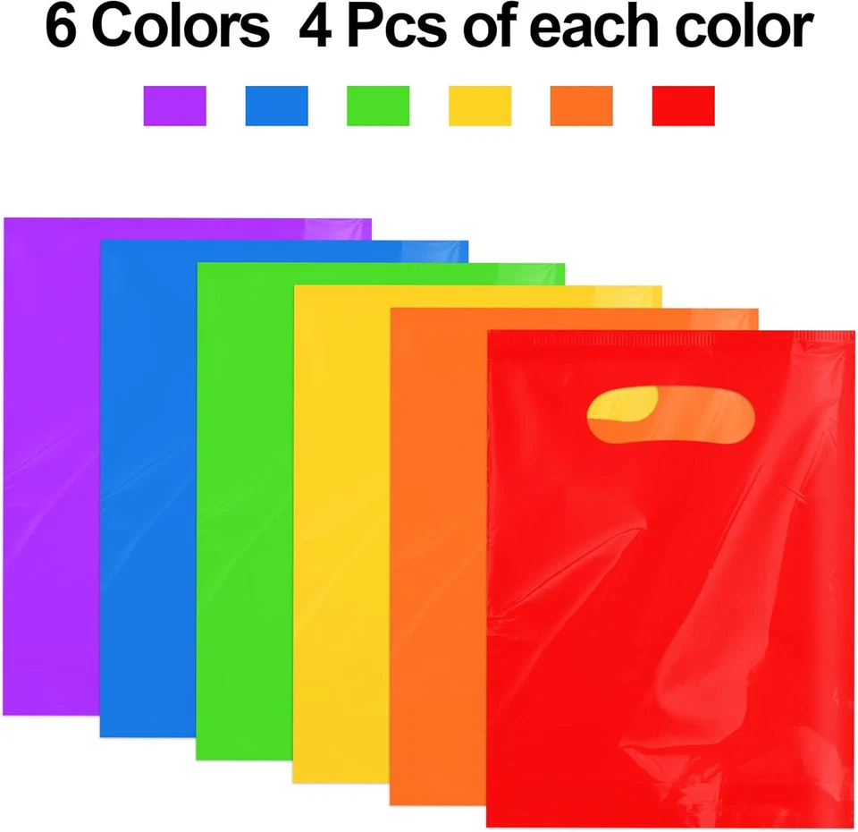 24 PIEZAS Bolsas de Regalo Pequeñas para Favor de Fiesta de Plástico, Bolsas de Regalos de 6"x8" para Niños, Candy Tr Foto 2 de 4