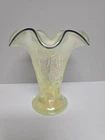 Fenton Topaz Iridized Ebony Crest Vase. It is in excellent condition.