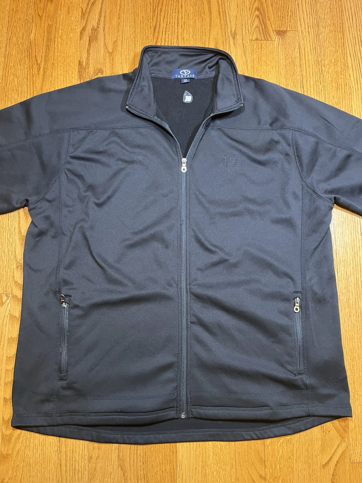 APPLE iOS Logo TRACK JACKET Mens XL Black MacOS Full Zip Extra Large Employee - product detail image 2