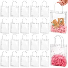 40 Pcs Clear PVC Gift Bags with Handles 9x6.7x2.7 Inch, Reusable PVC Gift Wra...