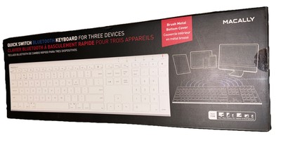 Macally Quick Switch Ultra Slim Bluetooth Keyboard 3 Devices White/Brush Metal