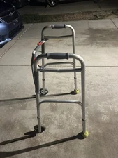 DRIVE Two Button Folding Walker with Wheels, Lightweight Mobility Aid