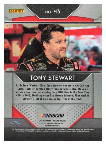 2019 Panini Prizm #43a Tony Stewart - Foto 2 di 2