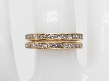  4000 2 ROW 1.50ct Diamond 14k Yellow Gold Wedding Band Ring 6mm