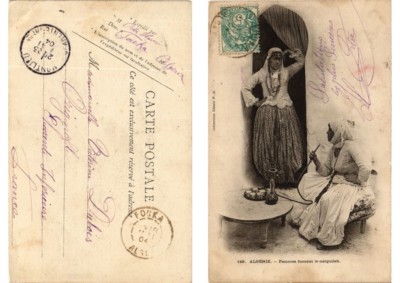 Old postcard AK ALGERIA - folklore - women smoking the hookah (773837)