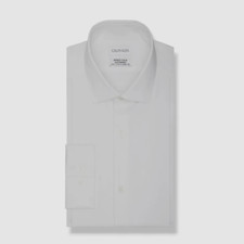 91 Calvin Klein Men's Slim-Fit White Stretch Dress Shirt Size 15-15.5 32/33