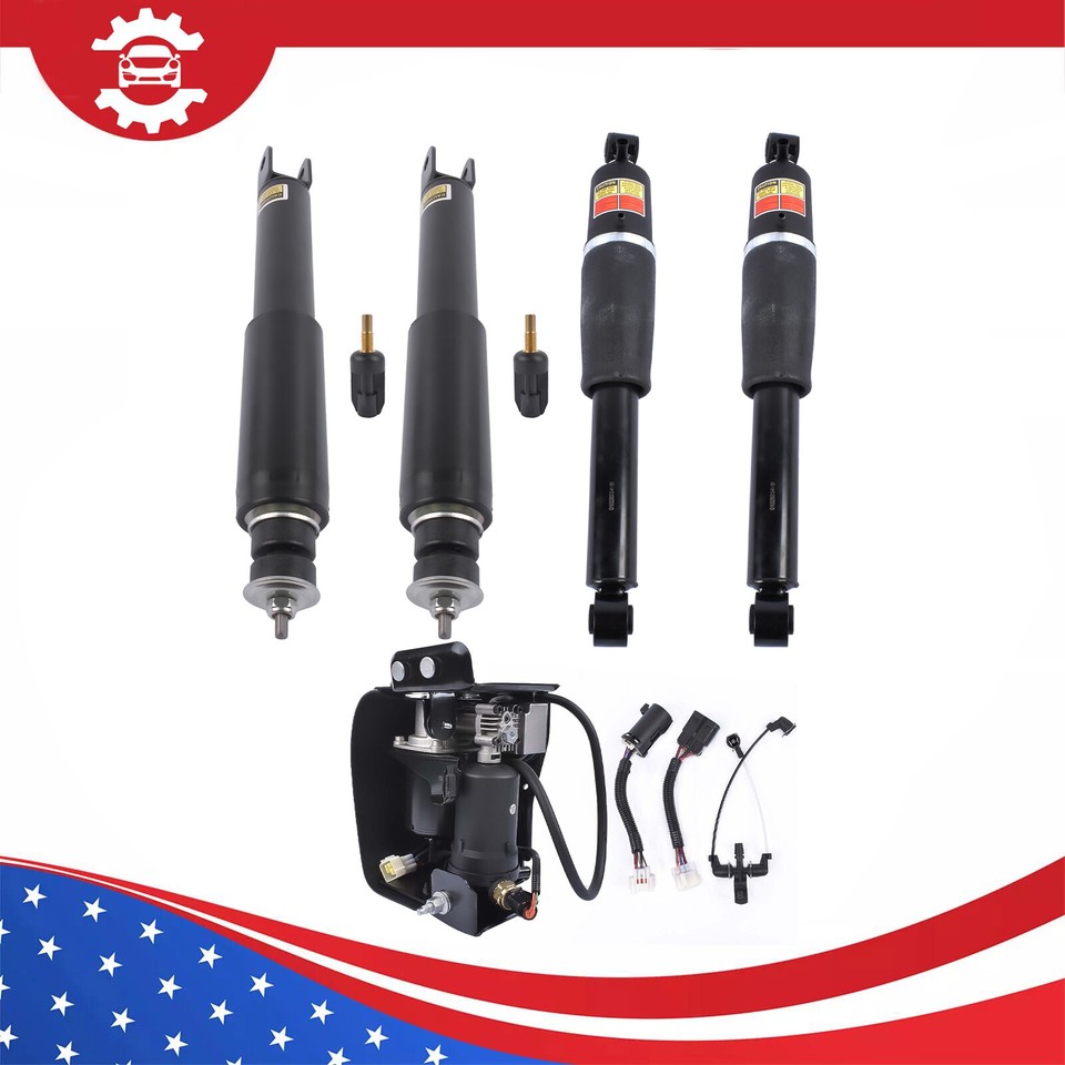 Front Struts + Rear Shocks + Compressor Air Suspension Set For Cadillac ...
