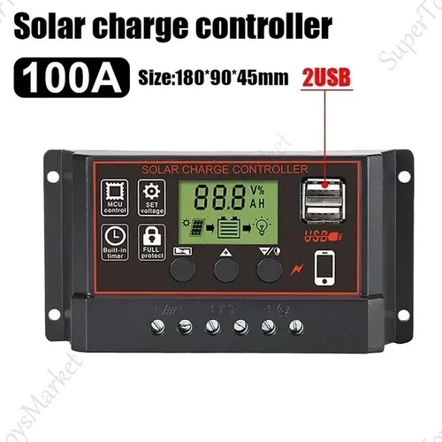 30-100A PWM Solar Charge Controller LCD 12V/24V Dual USB Battery Panel Regulator - Picture 14 of 15