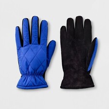 NEW Men's Quilted Fleece Nylon Lined Leather Gloves - Goodfellow Co