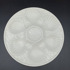 ANTIQUE MAJOLICA OYSTER PLATE LONGCHAMP FRENCH WHITE