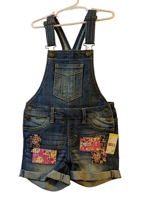 Roebuck Co Girls Size Denim Shortall Overall Jean Shorts Sears
