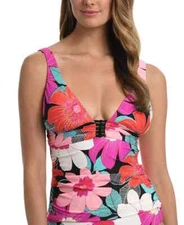 NWT La Blanca Multicolor Knot Trim Swimsuit Tankini Top 12 yse1423