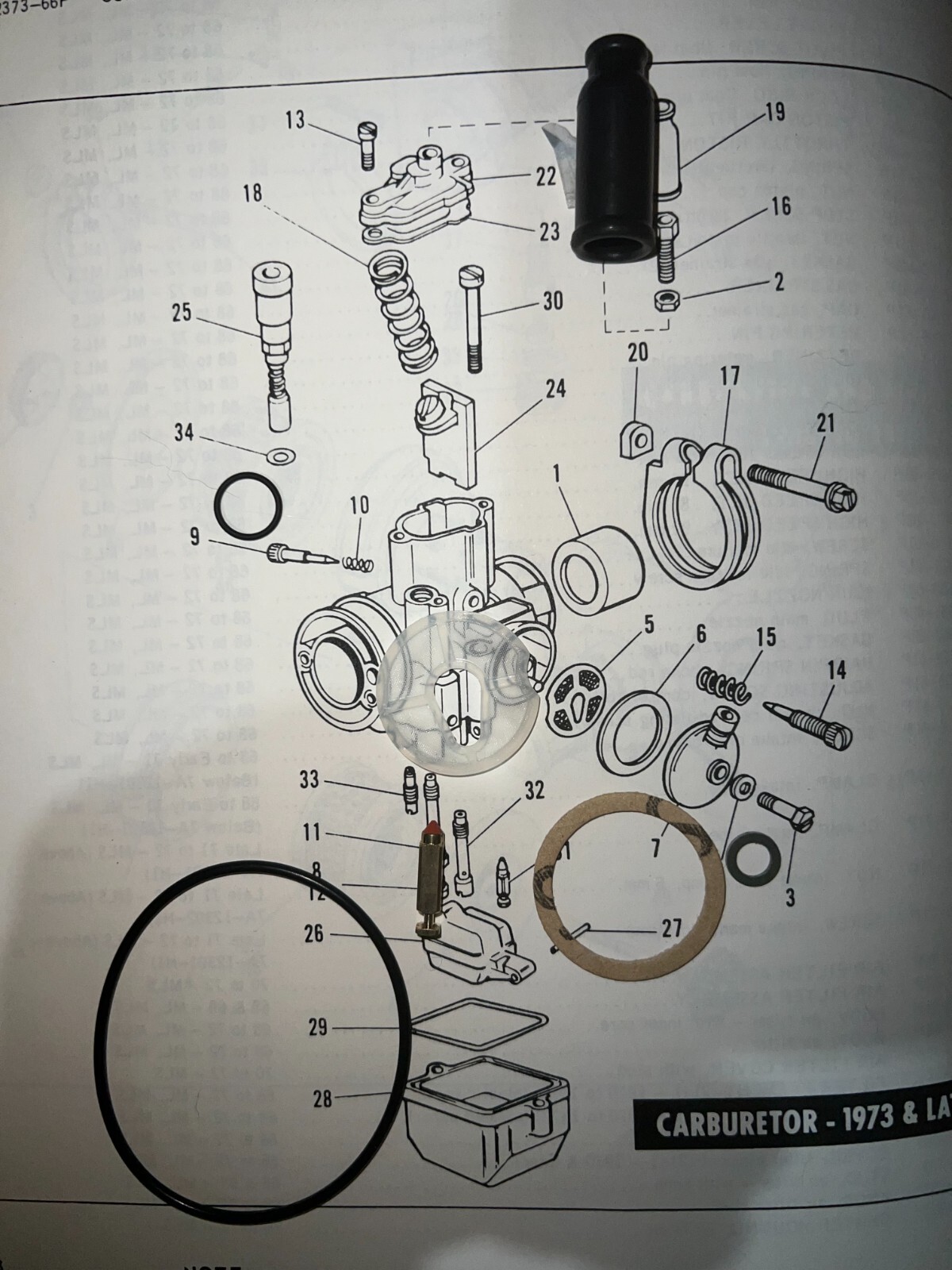 AERMACCHI HARLEY GENUINE DELLORTO SH2/20 GASKETS & FLOAT VALVE  73 - 75 X90 Z90