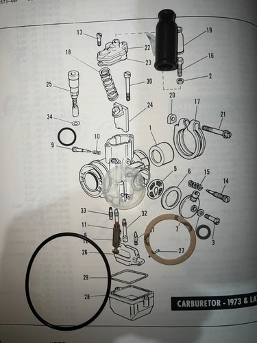 AERMACCHI HARLEY GENUINE DELLORTO SH2/20 GASKETS & FLOAT VALVE 73 TX125