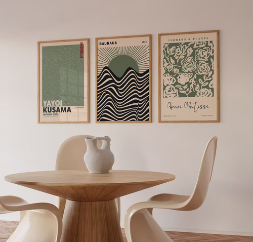 Matisse Sage Green Wall Art Set of 3 Yayoi Kusama Bauhaus Gallery Wall Poster - Picture 7 of 7