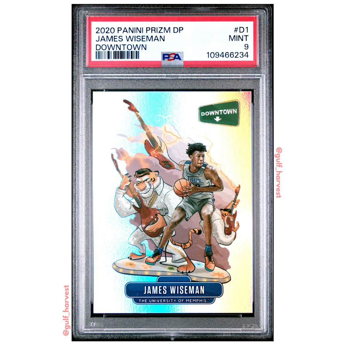 PSA 9 James Wiseman Downtown D1 2020 Panini Prizm Draft Picks Graded Slab Card