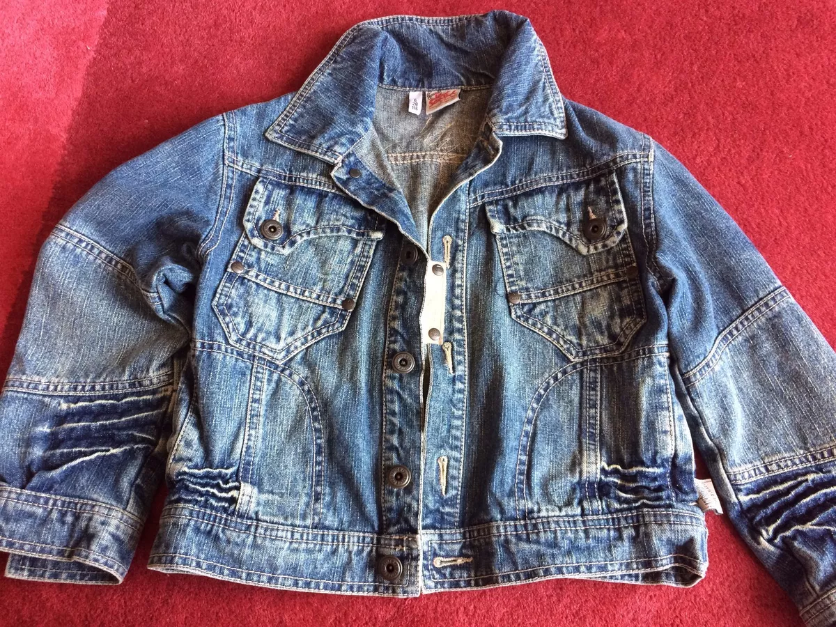 Aureli Spa Red Sound Cool Denim jean jacket kids size 5 6 years