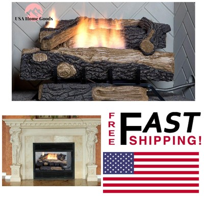 Ventless Natural Gas Fireplace Logs 24 Oakwood W Thermostatic
