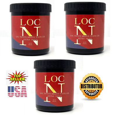 (3 Pack) LOC N Gel Loc, twists, braids, edge gel Extra Hold 16oz Exp 02/27 NEW