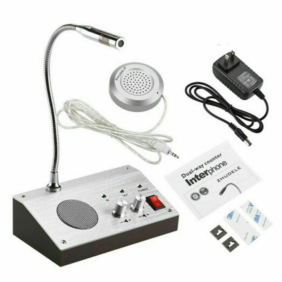 110-240V 2 Way Audio Window Glass Counter Intercom Speaker Bank Store Cashier - Image 2 of 4