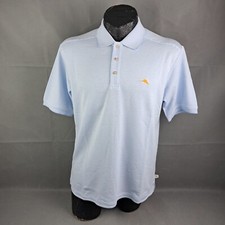 Tommy Bahama Emfielder Polo Shirt Size Large Mens Chambray Blue Striped Pullover