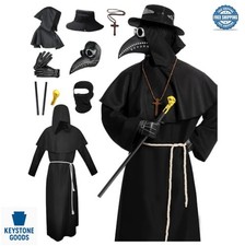 Plague Doctor Costume Adult Halloween Mask Latex Beak Cosplay Robe Set Unisex