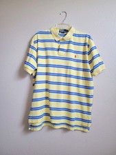 Polo By Ralph Lauren Shirt Mens Yellow Blue Short Sleeve Golf Red Pony Preppy L