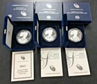 (3) American Eagle Silver Proof LOT 2013-W 2014-W & 2015-W ALL with BOX & COA