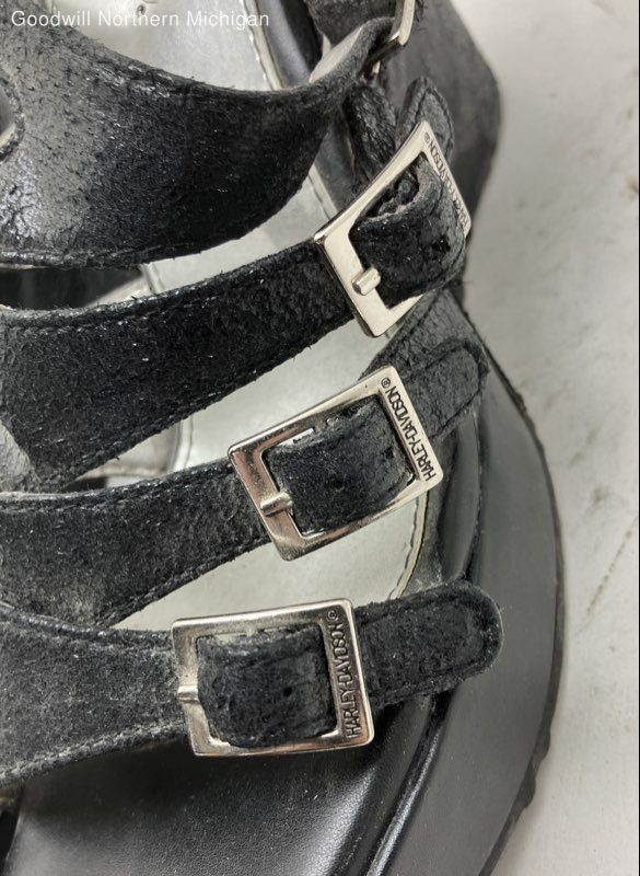 Harley-Davidson Black Solid Platform wedge Sandal… - image 5