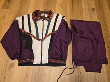 Vintage Y2K Crinkle Nylon 2 Piece Windbreaker Tracksuit Purple Athletech Size L