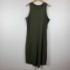Universal Standard Tank Midi Dress Women's M Olive Green Stretch Granola Girl