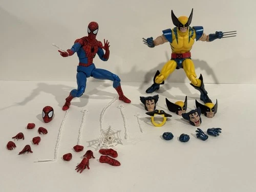 CT Toys X-Men Tiger Stripe Wolverine Extra Heads, Classic Costume Spider-Man Lot