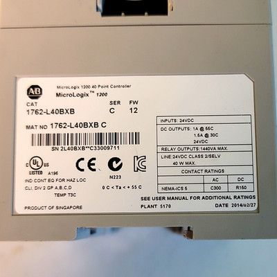 Allen-Bradley MicroLogix 1200 PLC Processor Module Controller 1762-L40BXB