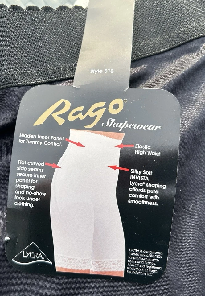 Rago #518 High Waist Leg Girdle Biker Shaper 9X Black NWT - Image 2 of 4