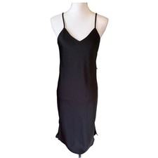 NWT Sam Edelman Black Slip Dress Midi Length Size 2 Classic LBD 90s Inspired