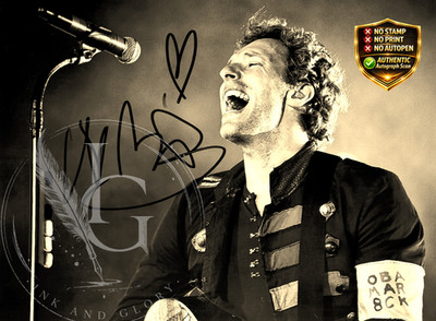 Chris Martin Autograph Reprint   4K Scan on Premium Photo Paper (Coldplay)