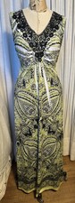 CJ Banks Womens L Blk White Green Jersey /lace Dress Sz 1X Pre-owned 
