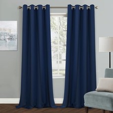 Blue Blackout Curtains, 90 Inch Long for Living 52"W x 90"L Pack of 1 Navy