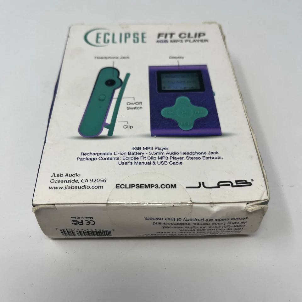 MP3 Player Eclipse Fit Clip 4GB Purple & Turquoise with Headphone Jack - Image 2 of 4