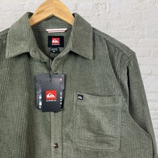 Quiksilver Camicia Velluto a coste Larga Balena Surf Skate Vaporwave Verde Uomo Medium