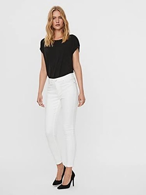 VERO MODA Vmhot Seven Mr Slim Push Up ANK Jeans in weiss, Gr M/34, fällt klein a