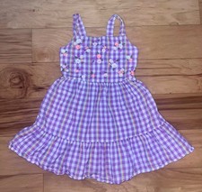 CAT  JACK GIRLS PURPLE GINGHAM FLORAL DRESS SIZE 4-5 EXCELLENT COND LD7