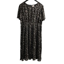 Hayden Dress Black Dark Floral Chiffon Pleated Maxi Size 2XL Fairy Grunge Event