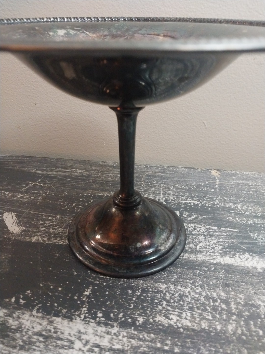 Vintage Compote Pedestal Plate Dish, Silverplate?