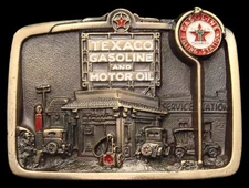 QE12120 *NOS* 1970s **TEXACO GASOLINE & OIL** 1920s GAS STATION OILFIELD BUCKLE