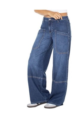 Women's Blue Denim gardener jeans  Jeans with Cargo Pockets Button Zip size XS
