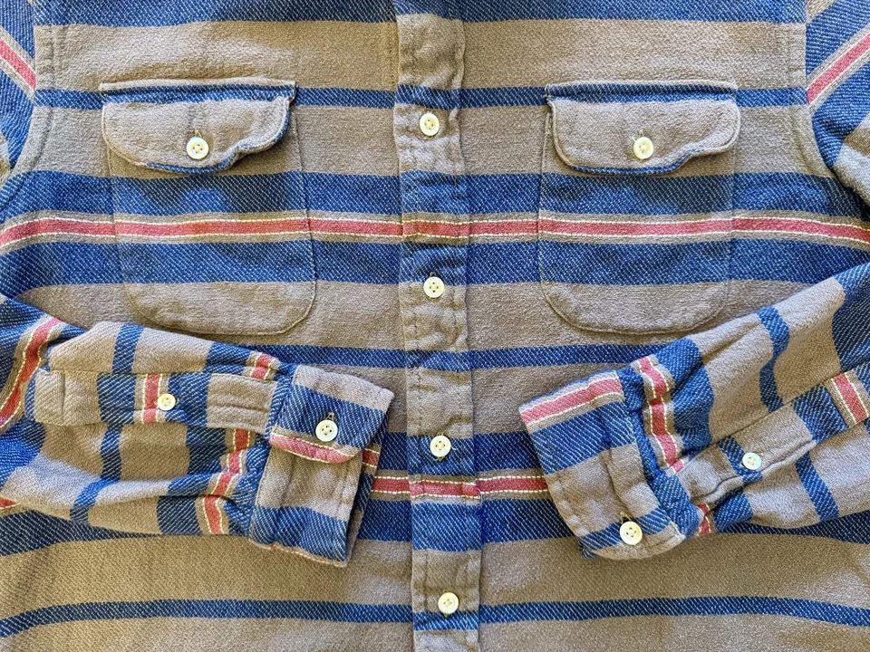 Levi’s Shirt Mens Medium Brown Button Up Western Cowboy Boho Vintage Striped Y2K - Image 3 of 4